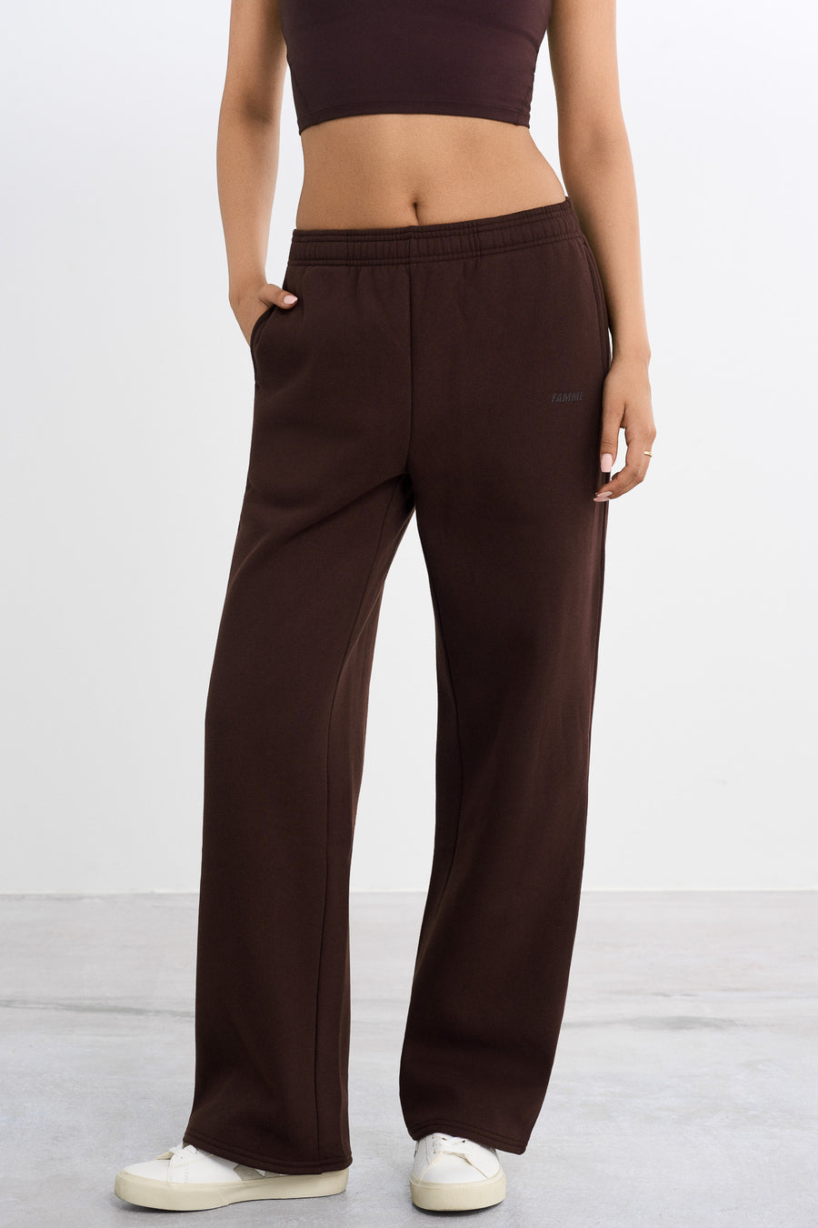 Straight Leg Sweatpants · Brown